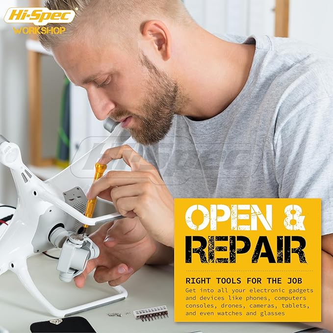 Hi-Spec 39pc Electronics Repair & Opening Tool Kit Set for Laptops, Phones, Devices, Computer & Gaming Accessories. Precision Small Screwdrivers with Pentalobe Bits for iPhones & MacBooks