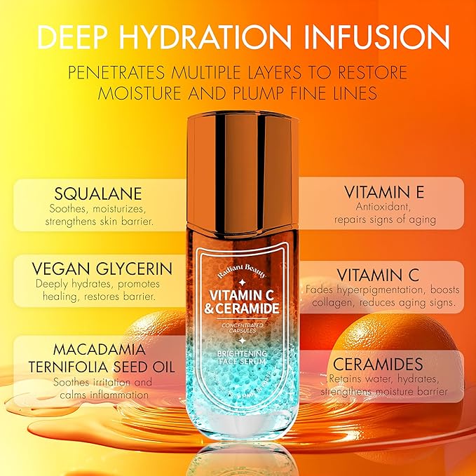 Vitamin C Serum for Face with Ceramide – Dermatologist Tested, Anti-Aging, Korean Skin Care – Brightens, Hydrates, Evens Skin Tone – Clean Beauty, Vegan, Cruelty-Free – 1.69 fl oz