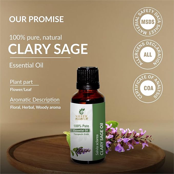 Clary SAGE Oil 100% Pure Undiluted Natural Uncut Therapeutic Grade Steam Distilled Essential Oils for Skin, Hair and Aromatherapy 5000ML
