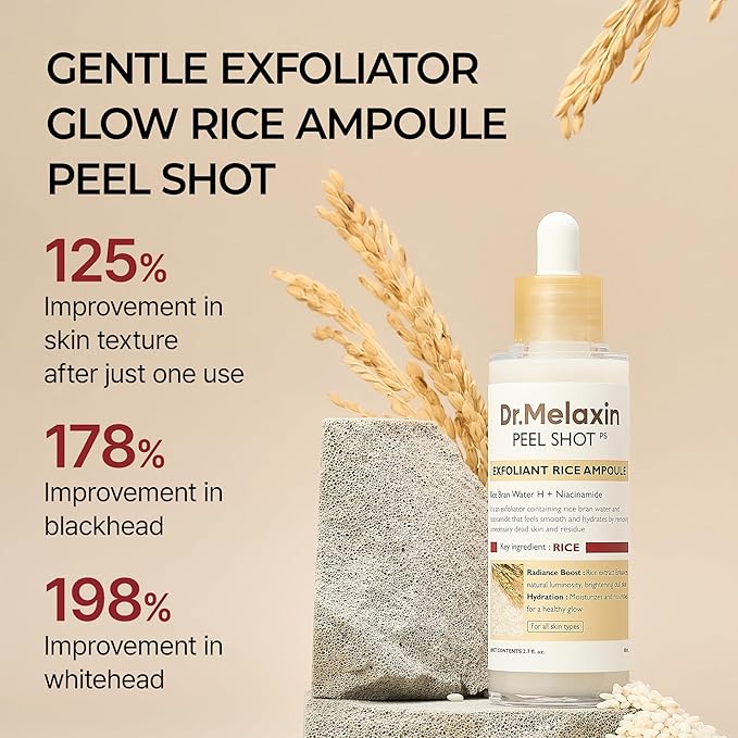 Peel Shot Glow White Rice Peeling Ampoule, Soft Exfoliating Face and Body Scrub Dead Skin Cells Remover for All Skin Types korean skin care 80ml