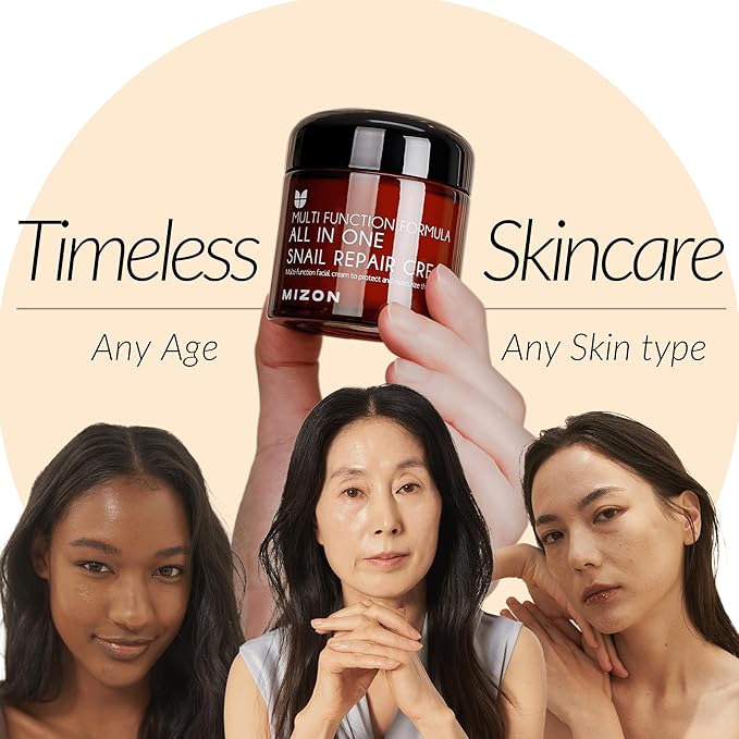 MIZON All-in-One Snail Repair Cream – Korean Face Moisturizer with Snail Mucin & 12 Natural Extracts – Hydrating & Nourishing Cream for Fine Lines, Wrinkles & Blemish Care – (2.54 fl oz)