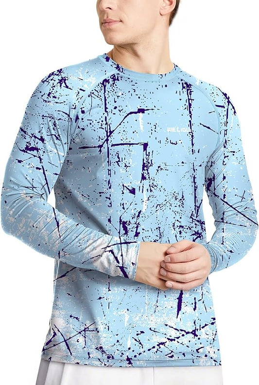 Men's Swim UPF 50+ Sun Protection Shirt Long Sleeve SPF Fishing Outdoor UV Hiking Lightweight Shirts