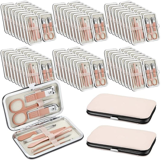 Geosar 50 Set Travel Manicure Kit Nail Clippers Pedicure Professional Nail Care Tools Stainless Steel Grooming Set with Portable Travel Case Gifts for Mother Father(8 In1,Rose Gold)