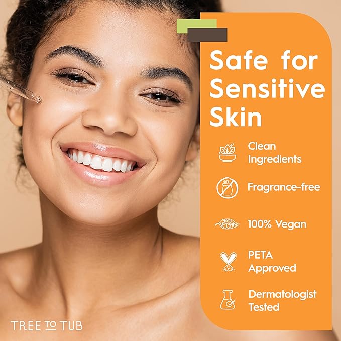 Tree To Tub Illuminating Vitamin C Serum - Triple Vitamin C Hydrating Serum for Face, Hyaluronic Acid - Maximum Anti-Aging Power Glow - Antioxidant for Dry, Sensitive Skin