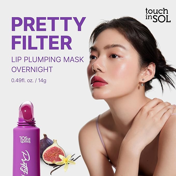 Touch in Sol Pretty Filter Overnight Lip Mask – Hydrating Lip Sleeping Mask for Dry Lips, Korean Lip Care Treatment for Moisture, Plumping Effect for Fuller, Smooth Lips #Fig & Vanilla (0.3 fl.oz/9ml)