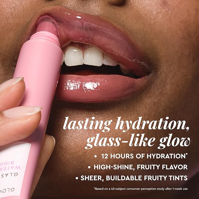Glow Recipe Glass Balm Lip Treatment - 12Hr Hydrating Lip Balm & Moisturizer with Hyaluronic Acid to Smooth, Plump & Protect from Dryness - Sheer Berry High Shine Tint, Blackberry Bingsoo (15 ml)