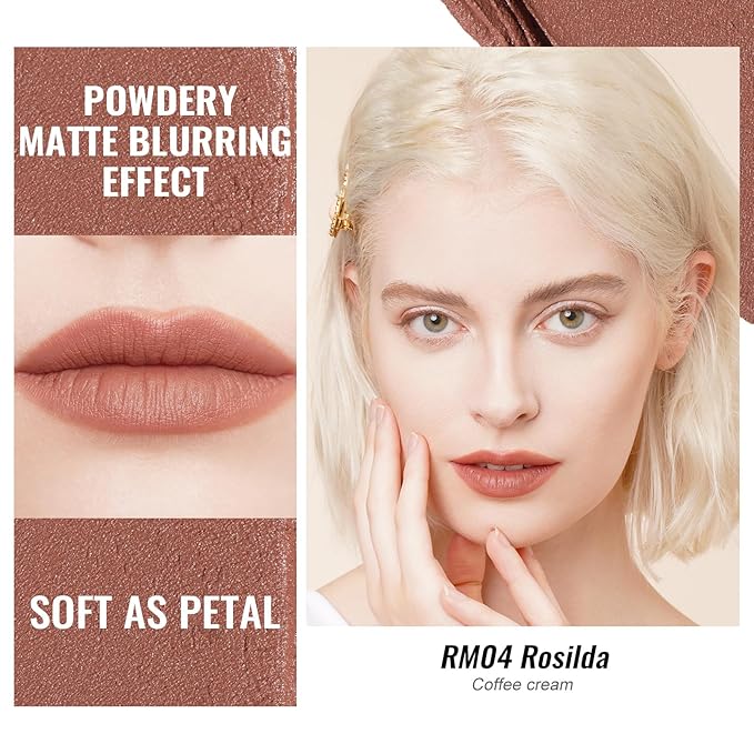 Oulac Pink Nude Matte Lipsticks for Women, Brown Tone Silky Velvet Matte Lipstick, Soft Smooth Texture, High Impact Lip Color, Not Dry Lightweight, Infused with Vitamin E, Vegan&Cruelty Free RM04