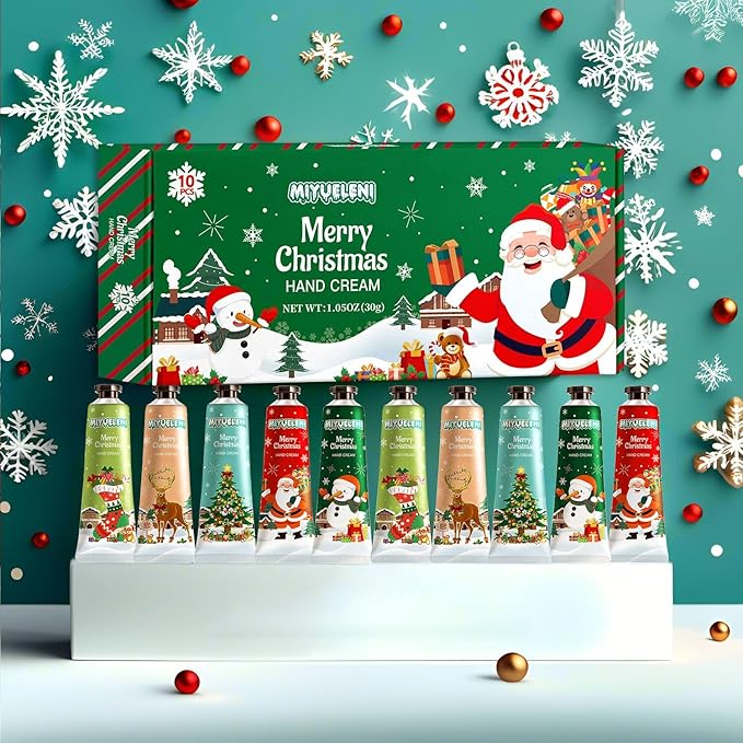 10 Pack Christmas Hand Lotion Gifts Set，Moisturizing Hand Cream for Women, Moms & Coworkers，Mini Travel Size Holiday Gifts, Stocking Stuffers & Bulk Gifts for Christmas Appreciation 30ml