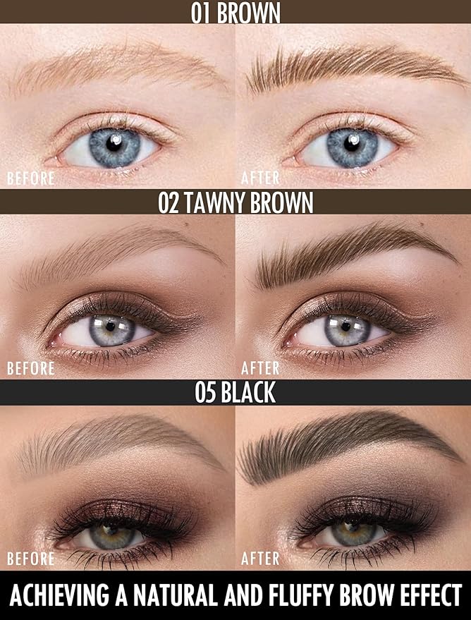 Eyebrow Pen, Angled Brow Brush, Microblading Eyebrow Pencils for Women, Natural Brow Pen, Eyebrow Brush To Hair-Like Strokes Long-Lasting, Waterproof, Smudge-Proof, Easy to Use (05 Black)