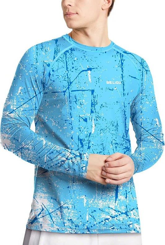 Men's Swim UPF 50+ Sun Protection Shirt Long Sleeve SPF Fishing Outdoor UV Hiking Lightweight Shirts