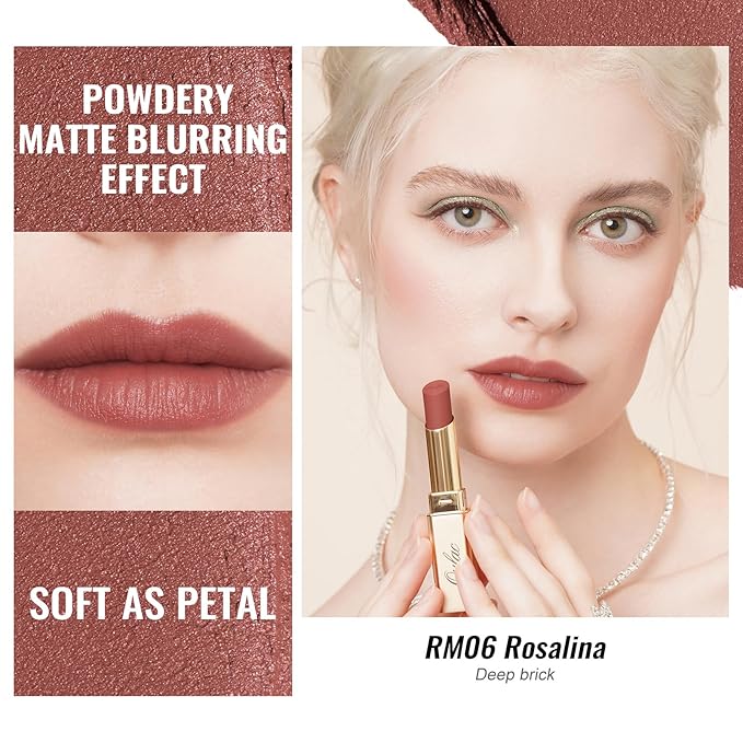 Oulac Pink Nude Matte Lipsticks for Women, Silky Velvet Matte Lipstick, Soft Smooth Texture, High Impact Lip Color, Not Dry Lightweight Formula Infused with Vitamin E, Vegan&Cruelty Free RM06