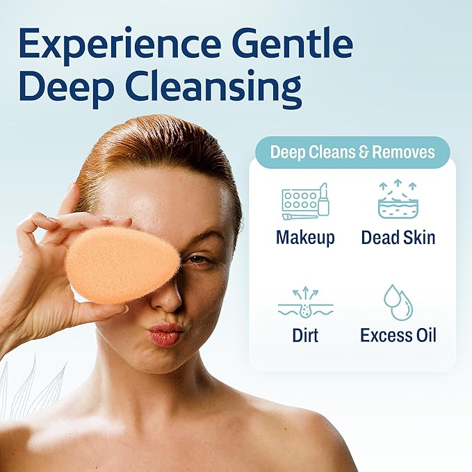 HartFelt [10 Pack] Gentle Exfoliating Facial Sponge for Face - Daily Cleansing Face Scrubber - Buf Dirt Away with Puf Styled Reusable Face Pads for Removing Makeup, Dirt, and Dead Skin
