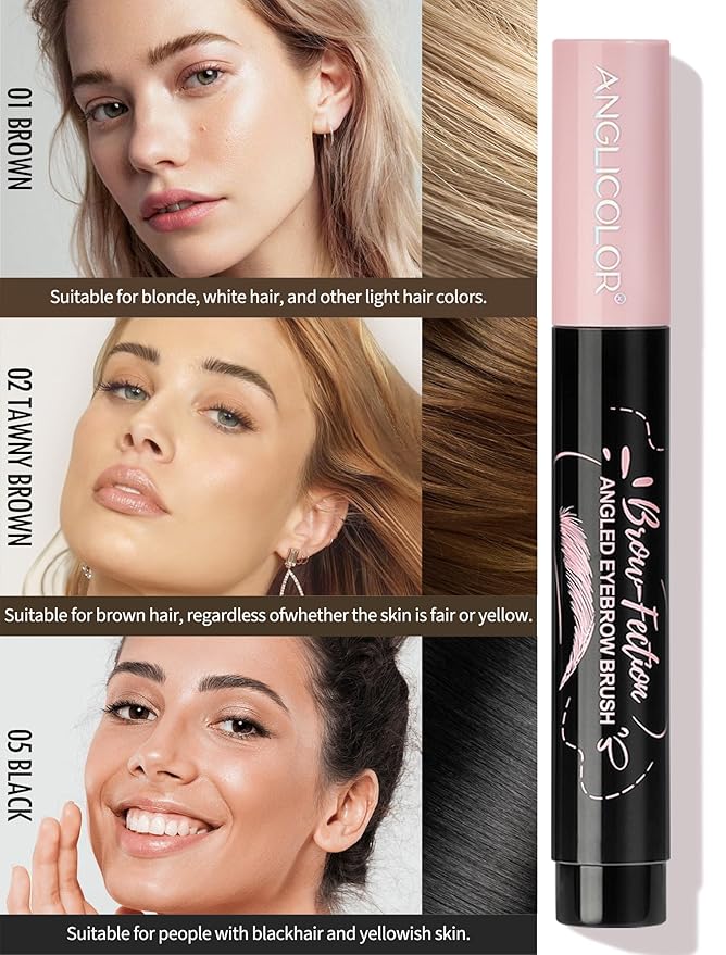 Eyebrow Pen, Angled Brow Brush, Microblading Eyebrow Pencils for Women, Natural Brow Pen, Eyebrow Brush To Hair-Like Strokes Long-Lasting, Waterproof, Smudge-Proof, Easy to Use (05 Black)