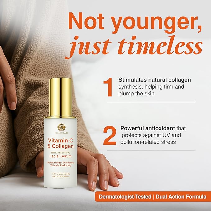 Vitamin C Serum For Face - Dermatologist Tested, Anti-Aging Face Moisturizer With Collagen, Brighting & Dark Spot Remover & Glass Skin - Clean Beauty Korean Skin Care For All Skin Types