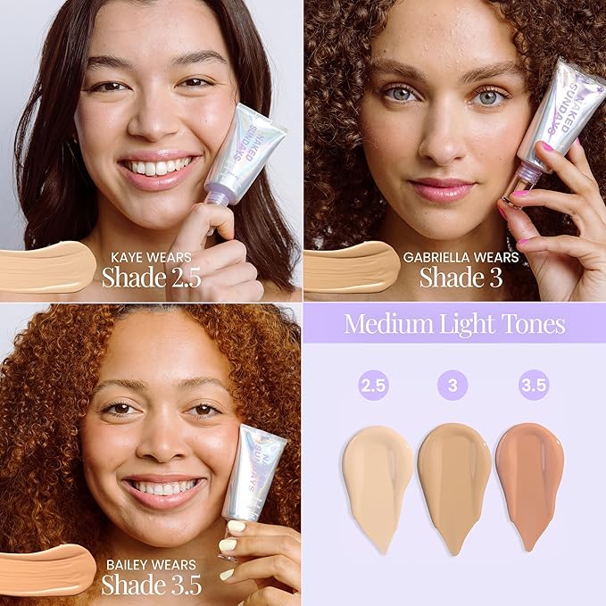 Naked Sundays BeautyScreen™ SPF 50 Mineral Peptide Foundation Tint 2-in-1 Skin Tint & Mineral Sunscreen- Radiant, Buildable Coverage, Acne-Safe (3.5 Light Medium Cool, 1.01 Oz)